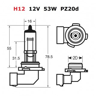 Крушка 12V, 53W, H12, PZ20d