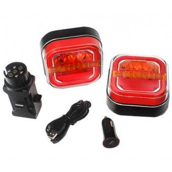 Безжични диодни (LED) стопове за ремарке с магнитно закачане 2бр 12V 24V