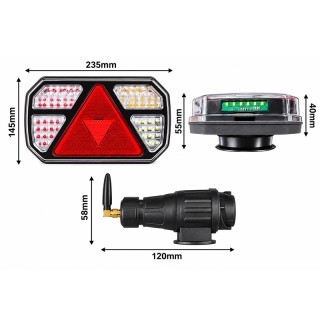 Безжични диодни (LED) стопове за ремарке с магнитно закачане 2бр 12V 24V