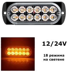 Аварийна сигнална LED лампа 12V 24V блиц