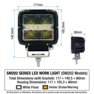 LED фар универсален с габарит и блиц аварийни светлини