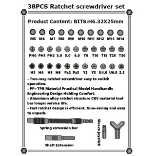 Комплект инструменти 1/4'' 38 части